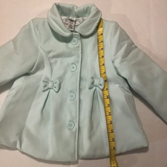 Little Me Toddler Girls Pea Coat Mint Green Bows Detail - Picture 4 of 9